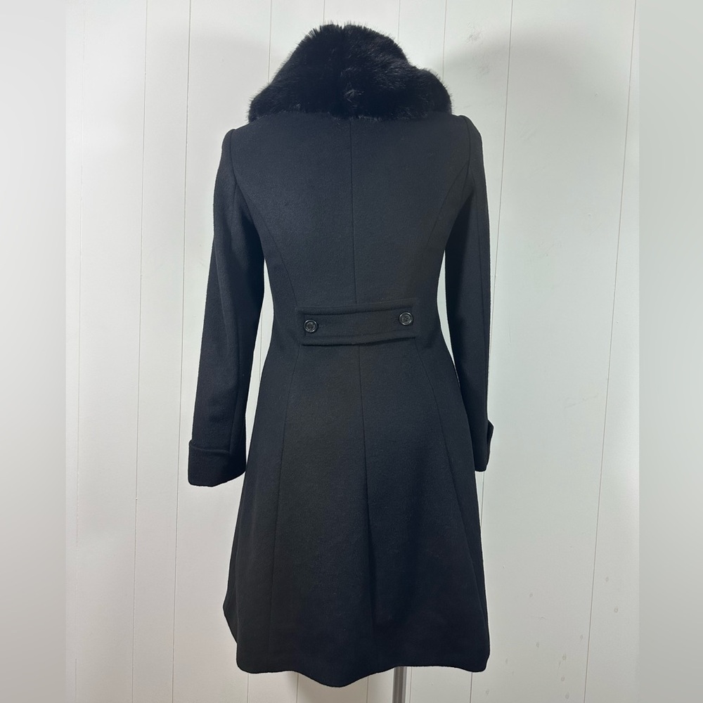 Lauren Ralph Lauren Sz8 Black Wool Blend Faux Fur Collar Walker Coat StyleLR2533 - Picture 7 of 16